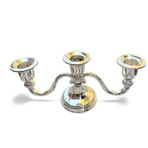Vintage English Silver-Plated 3-Light Candelabra, Georgian Revival Style